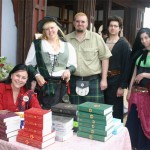 With readers in green Scots attire.