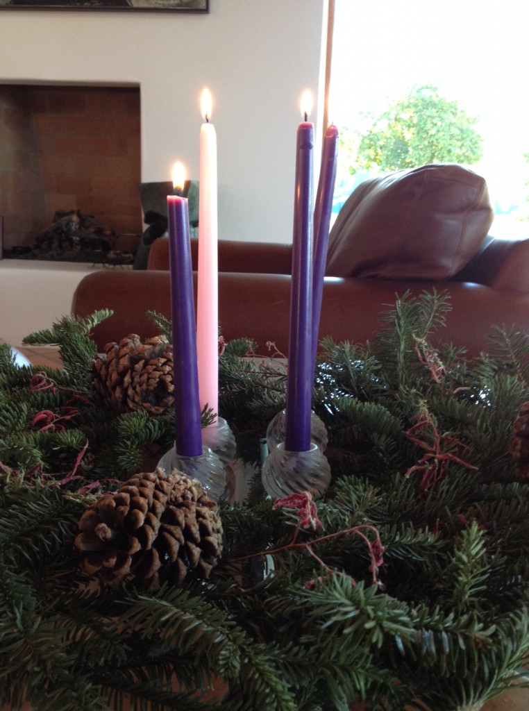 Advent wreath four candles in daylight 2013